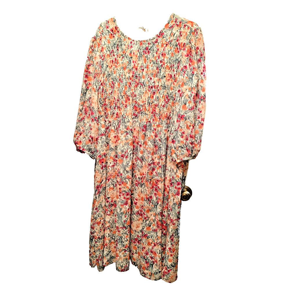 REITMANS Maxi Fit & Flare Long 1-Button Sleeve Women Floral Dress Size 3X
